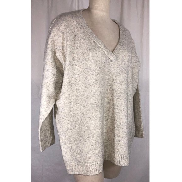 French Connection Flossy V-Neck Sweater Oatmeal L